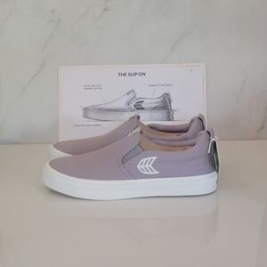 CARIUMA | Slip-on Light Grey Canvas Off-white logo sneakers UNISEX 9M /10.5 W